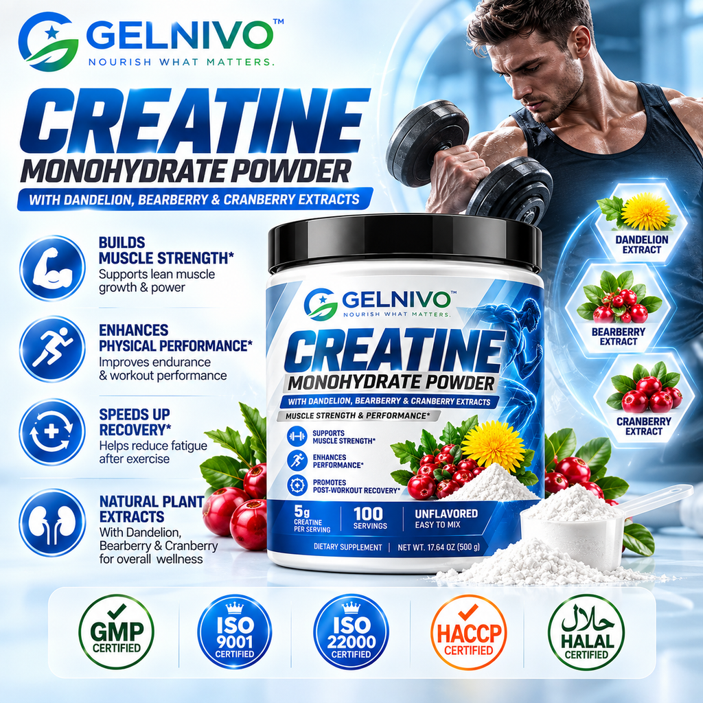 Micronized Creatine Monohydrate Powder 5g with Optional Botanical Extracts for Muscle Strength & Performance | OEM/ODM Private Label