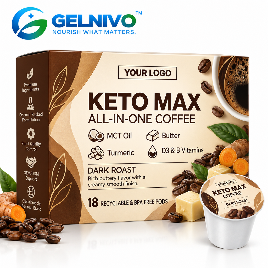 Keto Max All-in-One Coffee Pods with MCT Oil, Butter, Turmeric & Vitamins | OEM/ODM Private Label