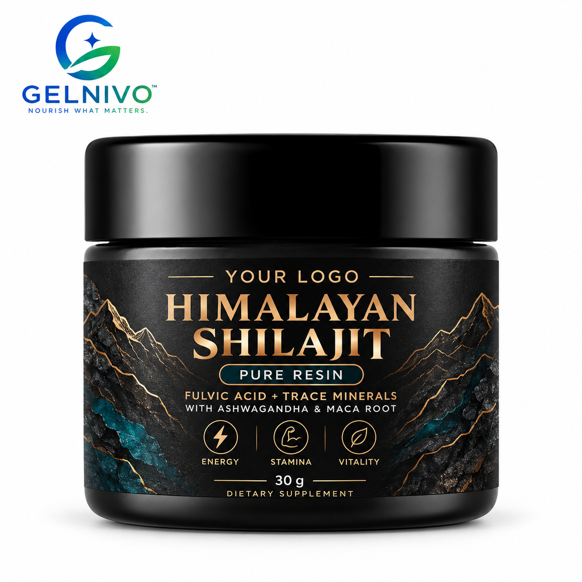 Himalayan Shilajit Pure Resin with Fulvic Acid, Trace Minerals, Ashwagandha & Maca Root | OEM/ODM Private Label