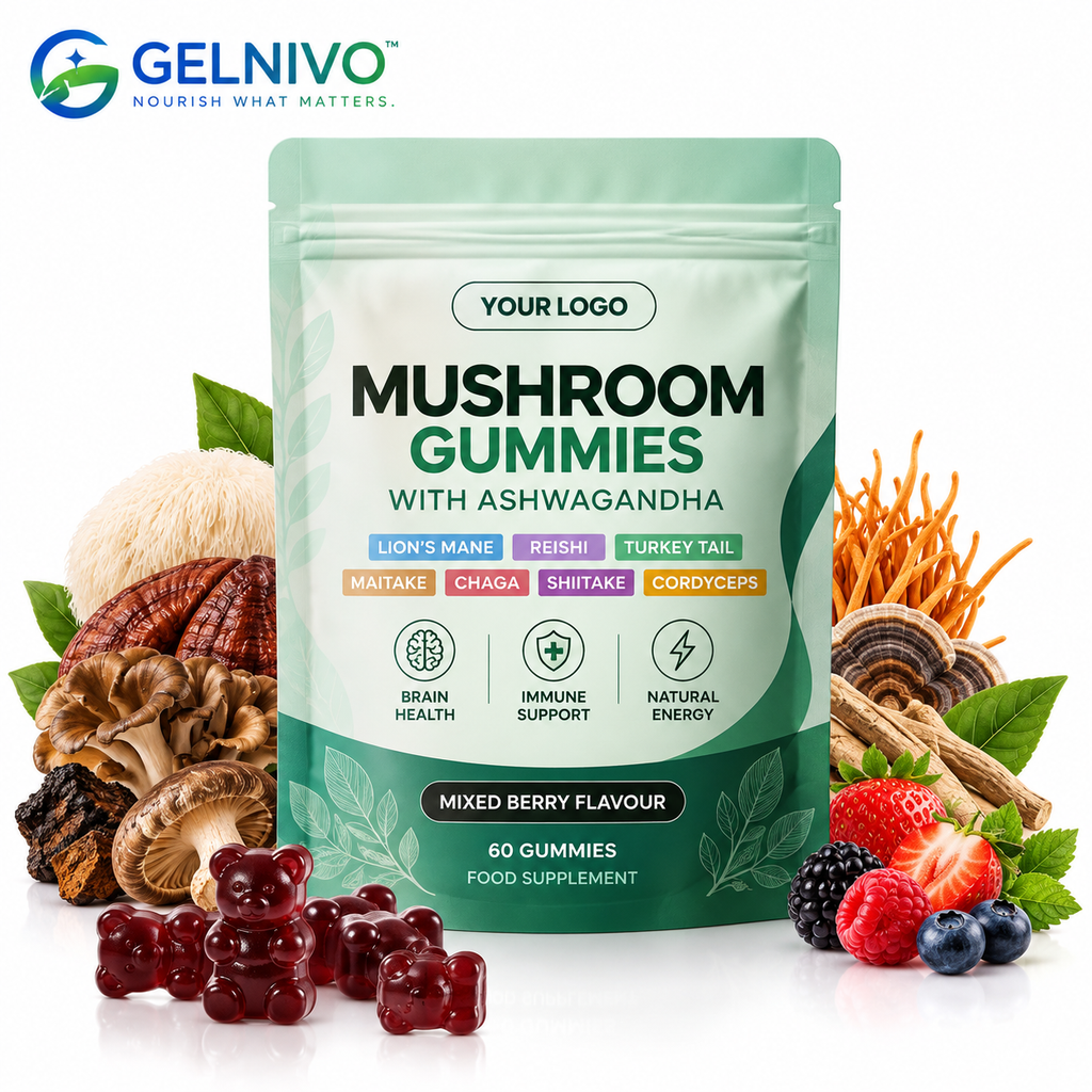 7 Mushroom Complex Gummies with Ashwagandha for Focus, Immunity & Energy | OEM/ODM Private Label