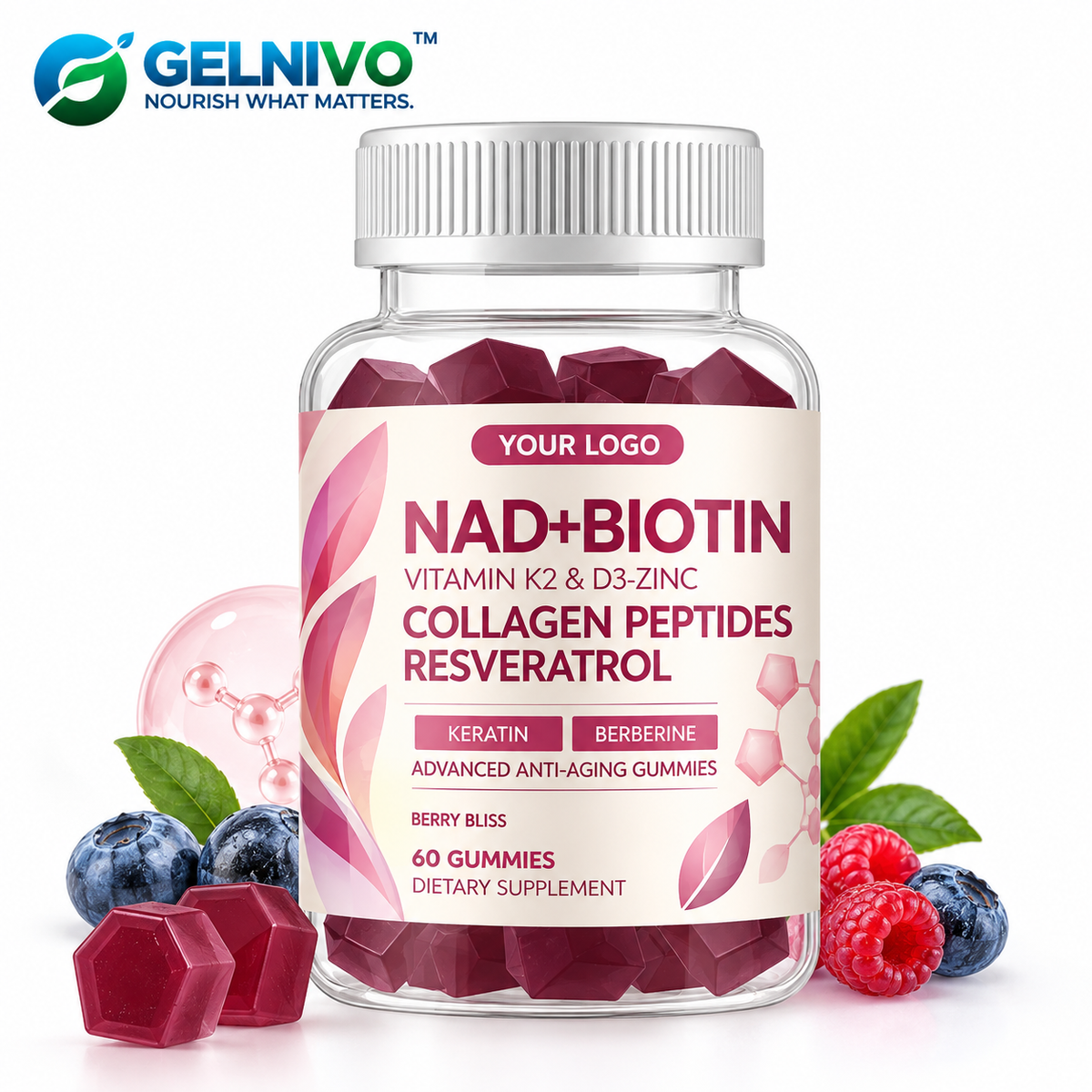 NAD+ Biotin Resveratrol Gummies | 9-in-1 OEM/ODM Private Label