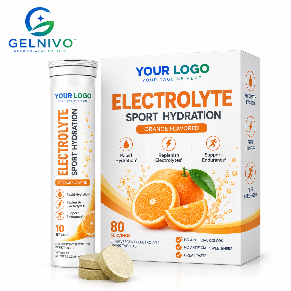 Electrolyte Hydration Effervescent Tablets Orange Flavor | OEM/ODM Private Label