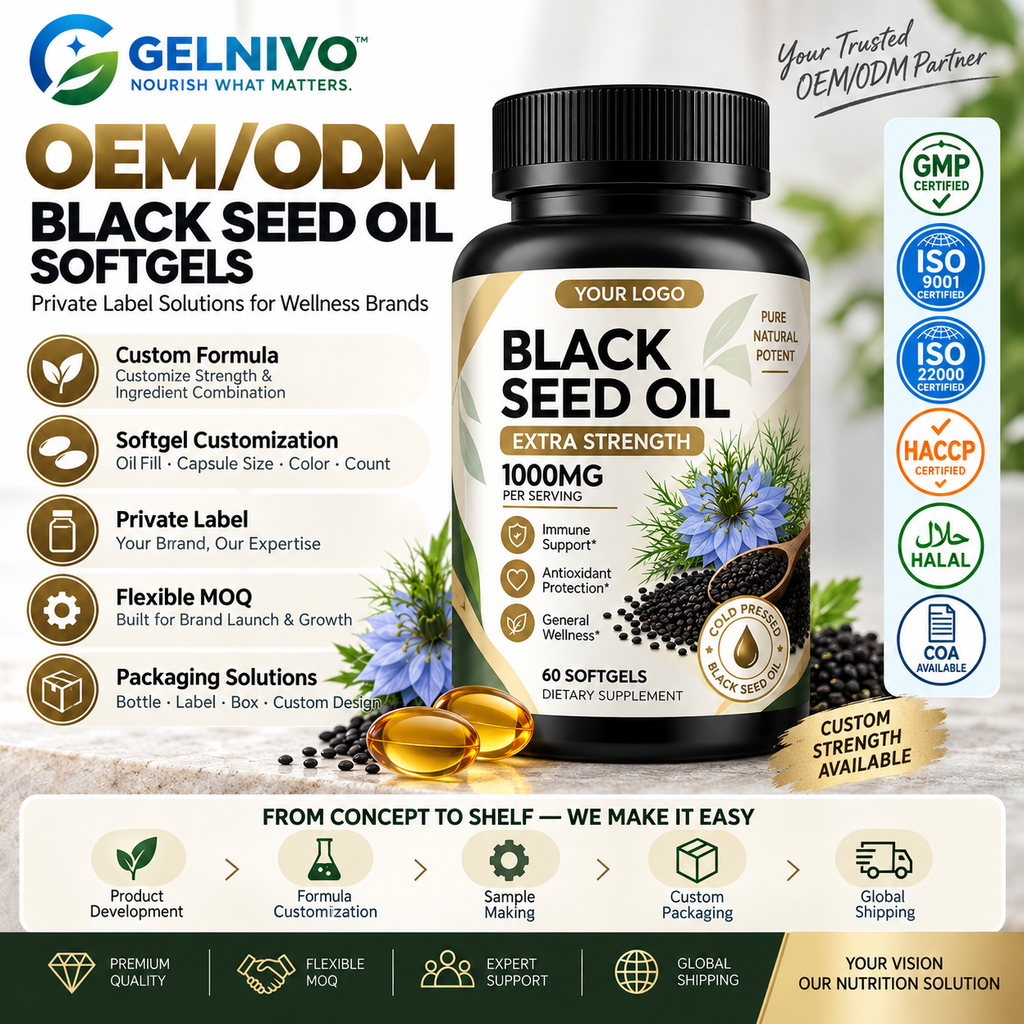 Black Seed Oil 1000mg Softgels – Cold Pressed Nigella Sativa | OEM/ODM Private Label