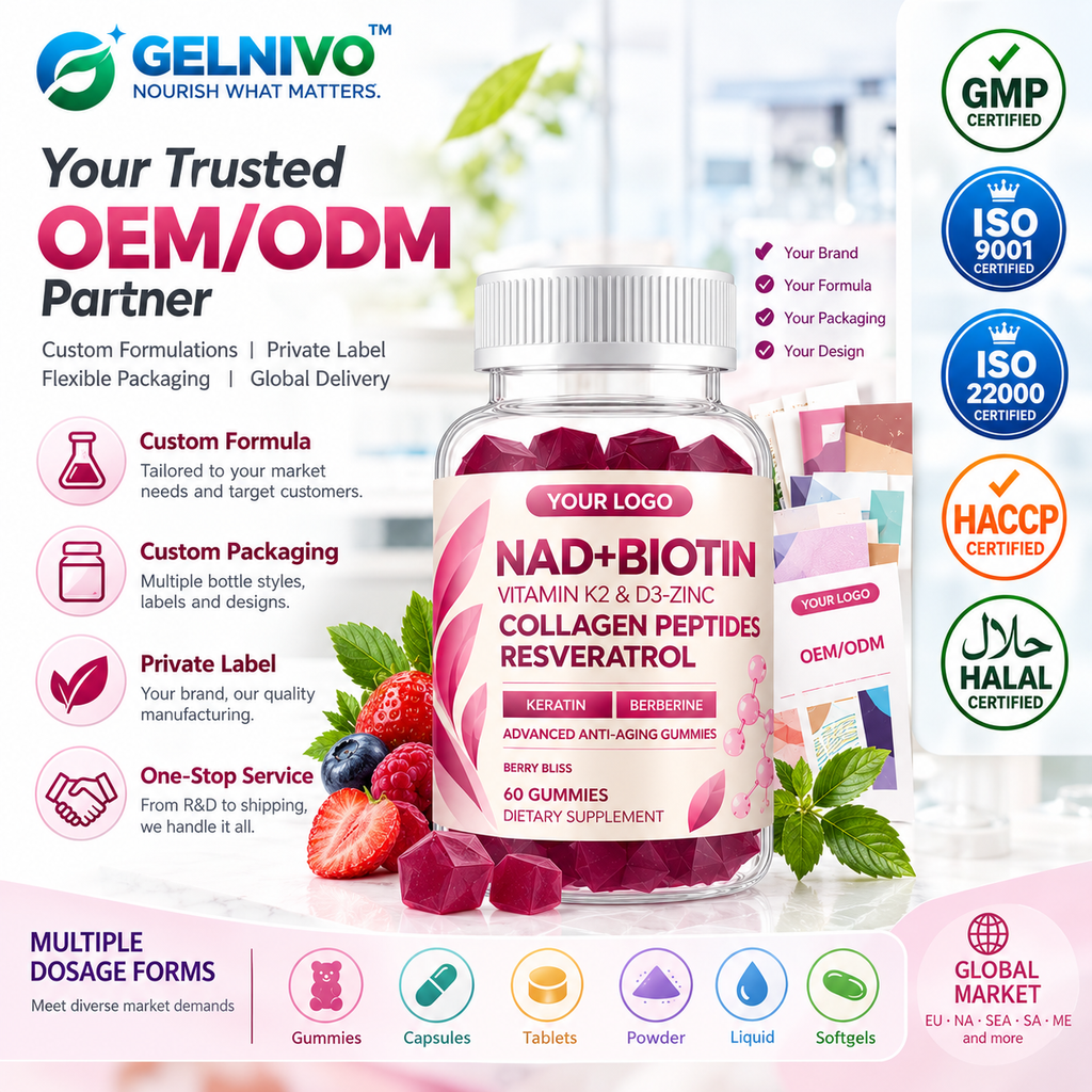 NAD+ Biotin Resveratrol Gummies | 9-in-1 OEM/ODM Private Label