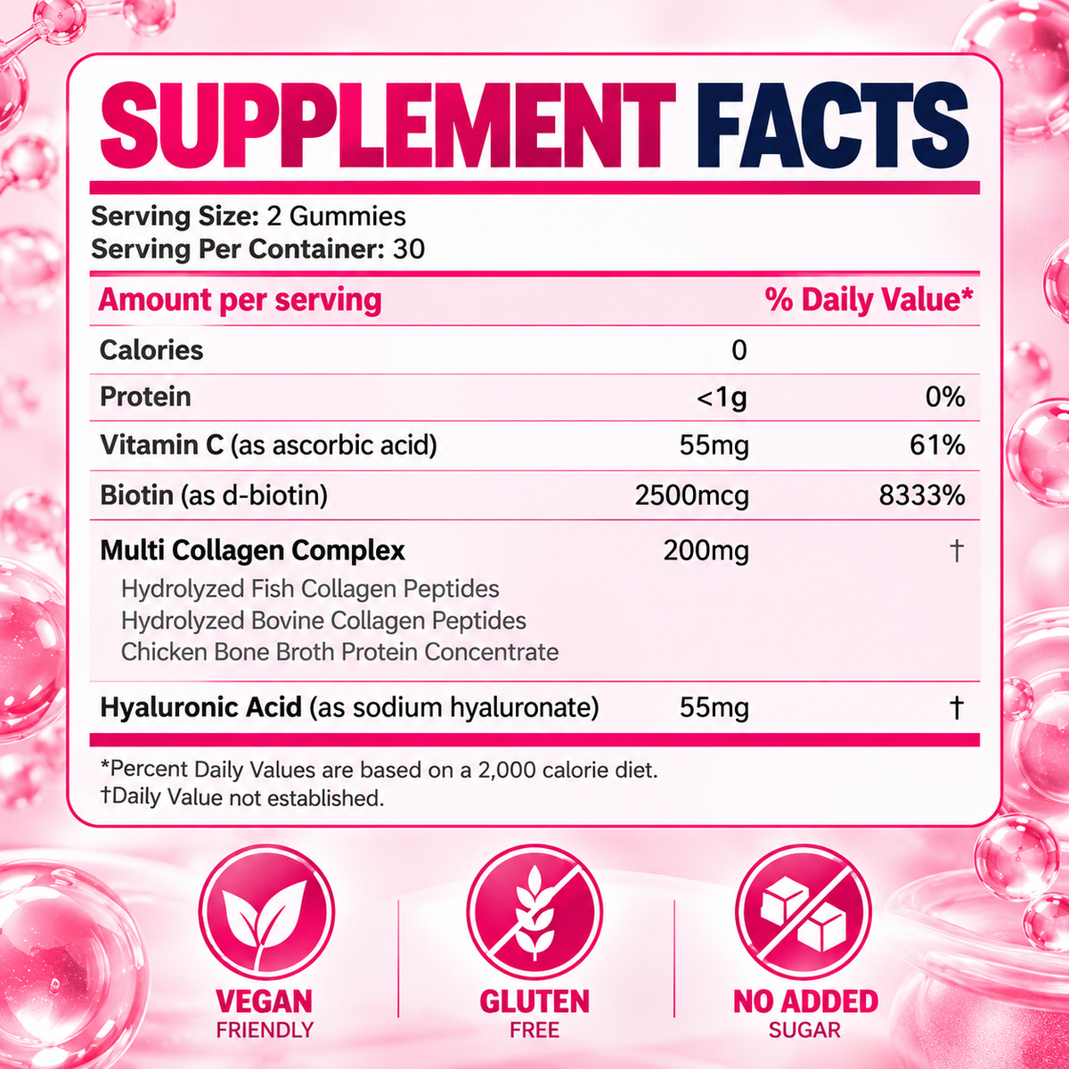 Multi Collagen Peptides Powder Types I, II, III, V & X with Biotin, Vitamin C & Hyaluronic Acid | OEM/ODM Private Label