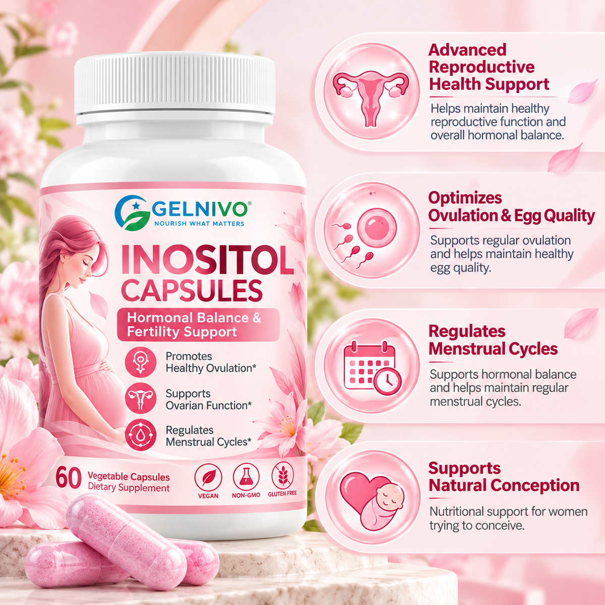 Inositol Capsules for Women's Hormonal Balance & Reproductive Wellness | OEM/ODM Private Label