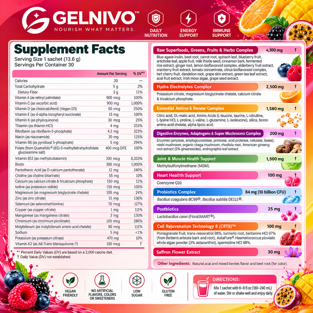 Multivitamin Superfood Drink Powder with Probiotics, Electrolytes, Greens & Mushrooms – 3 Flavor Variety Pack | OEM/ODM Private Label