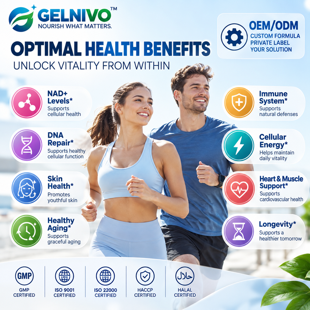 NMNH NAD+ Precursor Complex Capsules with Nicotinamide Riboside, Niacinamide, Quercetin & Trans-Resveratrol | OEM/ODM Private Label