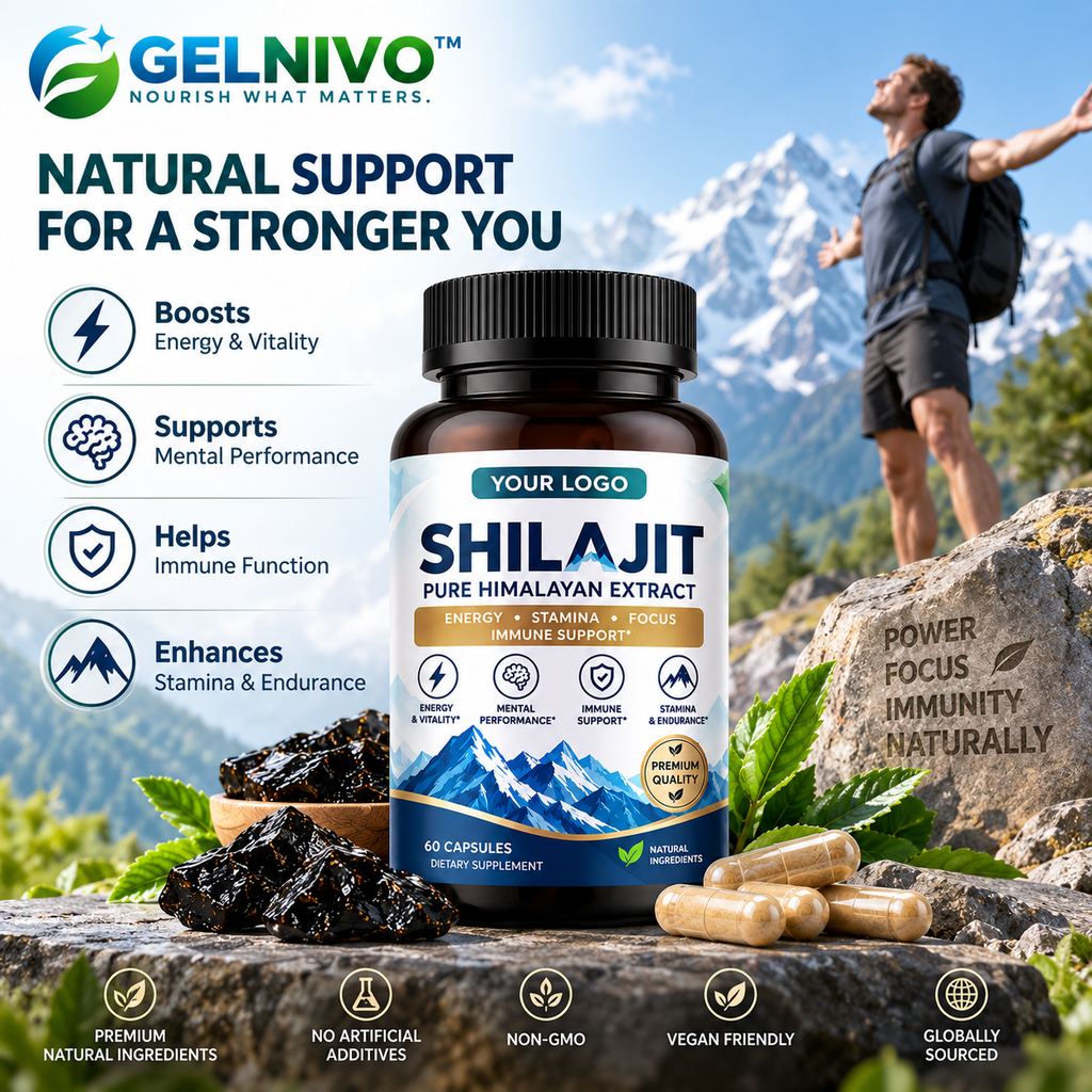 Himalayan Shilajit Extract Capsules for Energy, Stamina & Vitality Support | OEM/ODM Private Label
