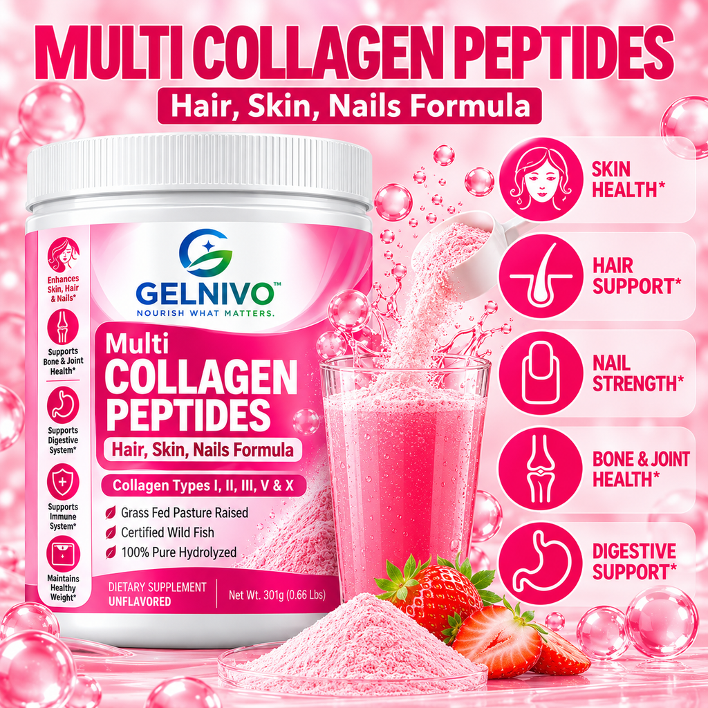 Multi Collagen Peptides Powder Types I, II, III, V & X with Biotin, Vitamin C & Hyaluronic Acid | OEM/ODM Private Label