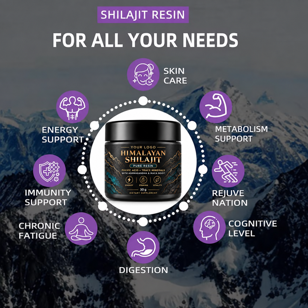 Himalayan Shilajit Pure Resin with Fulvic Acid, Trace Minerals, Ashwagandha & Maca Root | OEM/ODM Private Label