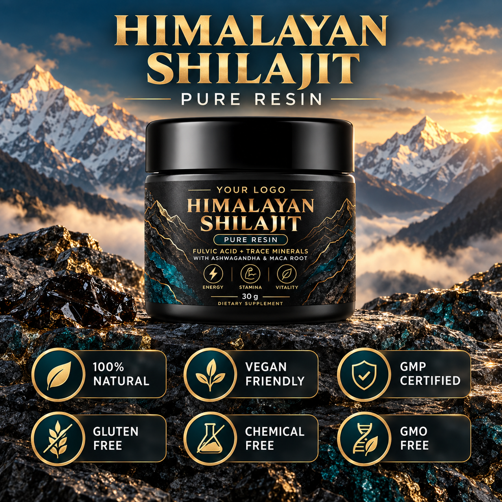 Himalayan Shilajit Pure Resin with Fulvic Acid, Trace Minerals, Ashwagandha & Maca Root | OEM/ODM Private Label