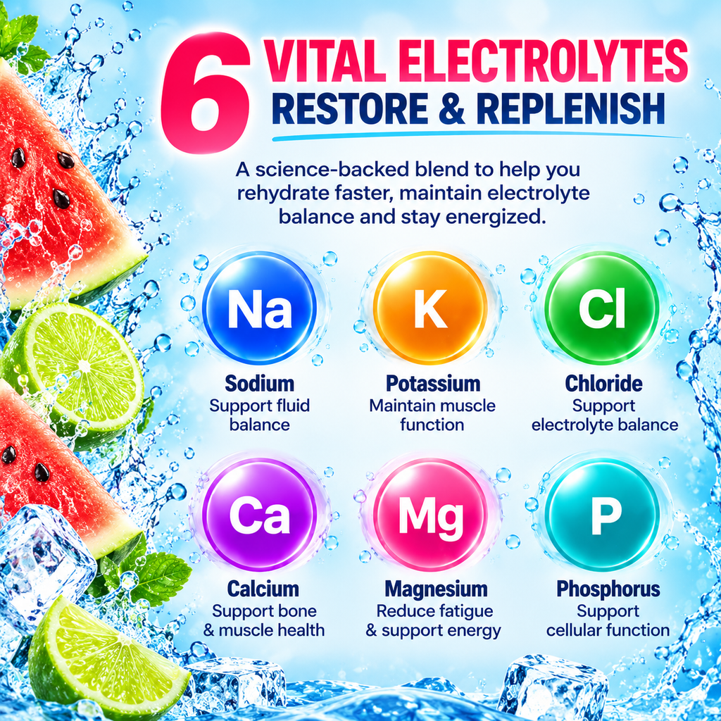Electrolyte Hydration Powder with 6 Essential Electrolytes, Vitamin C & Zinc – Watermelon Lime | OEM/ODM Private Label