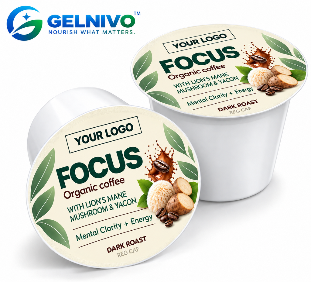 Organic Coffee Pods with Lion's Mane Mushroom & Yacon for Focus & Energy | OEM/ODM Private Label