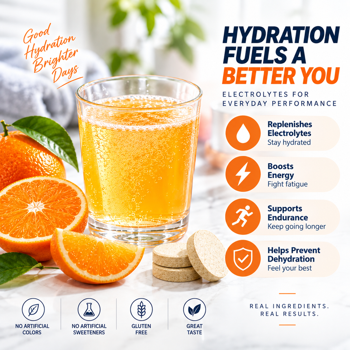 Electrolyte Hydration Effervescent Tablets Orange Flavor | OEM/ODM Private Label
