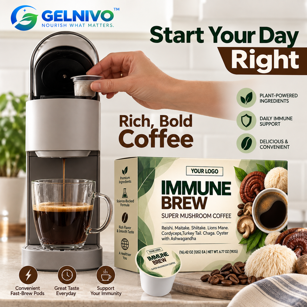 Immune Brew Super Mushroom Coffee with 8 Functional Mushrooms & Ashwagandha | OEM/ODM Private Label