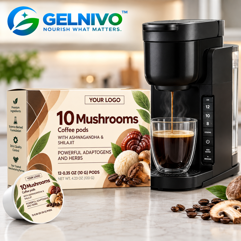 10 Mushroom Functional Coffee Pods with Ashwagandha & Shilajit for Focus & Energy | OEM/ODM Private Label