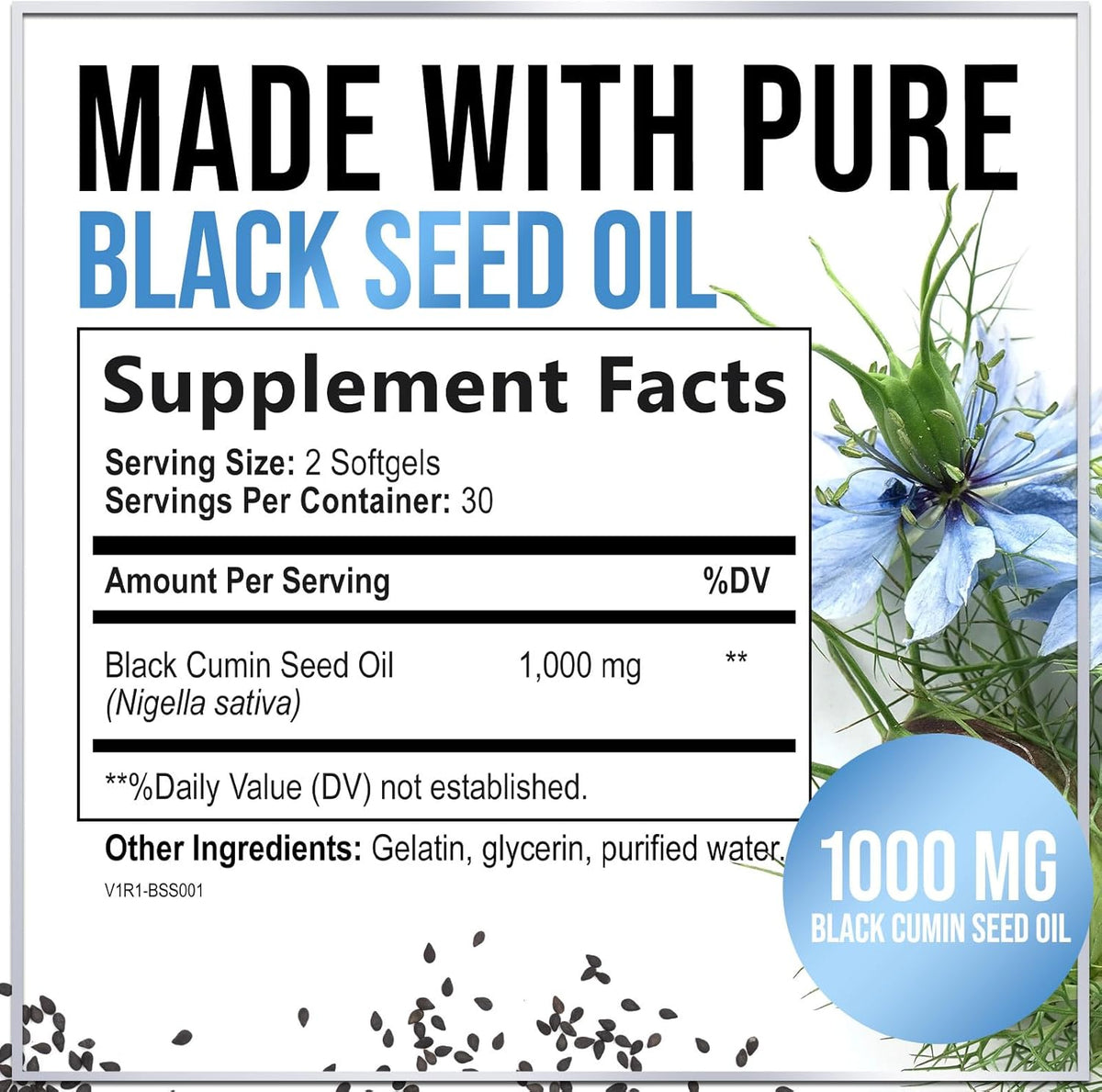 Black Seed Oil 1000mg Softgels – Cold Pressed Nigella Sativa | OEM/ODM Private Label
