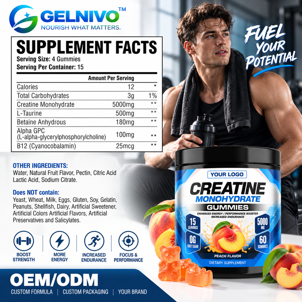 Peach Flavor Creatine Monohydrate Gummies