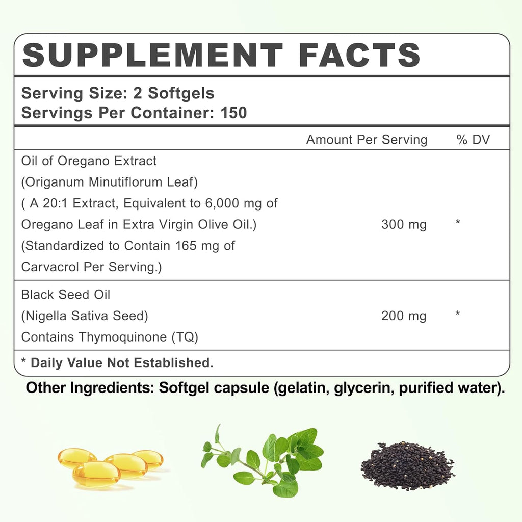 Oil of Oregano with Black Seed Oil 6,000mg Herbal Equivalent Softgels | OEM/ODM Private Label