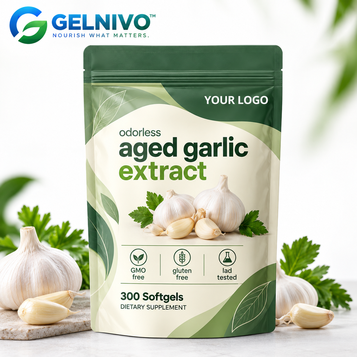 Odorless Aged Garlic Extract 500mg Softgels – 15:1 Concentrated Formula | OEM/ODM Private Label