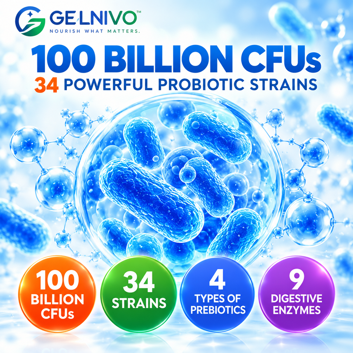 Raw Probiotic 100 Billion CFU 34 Strains with Prebiotics & Digestive Enzymes | OEM/ODM Private Label
