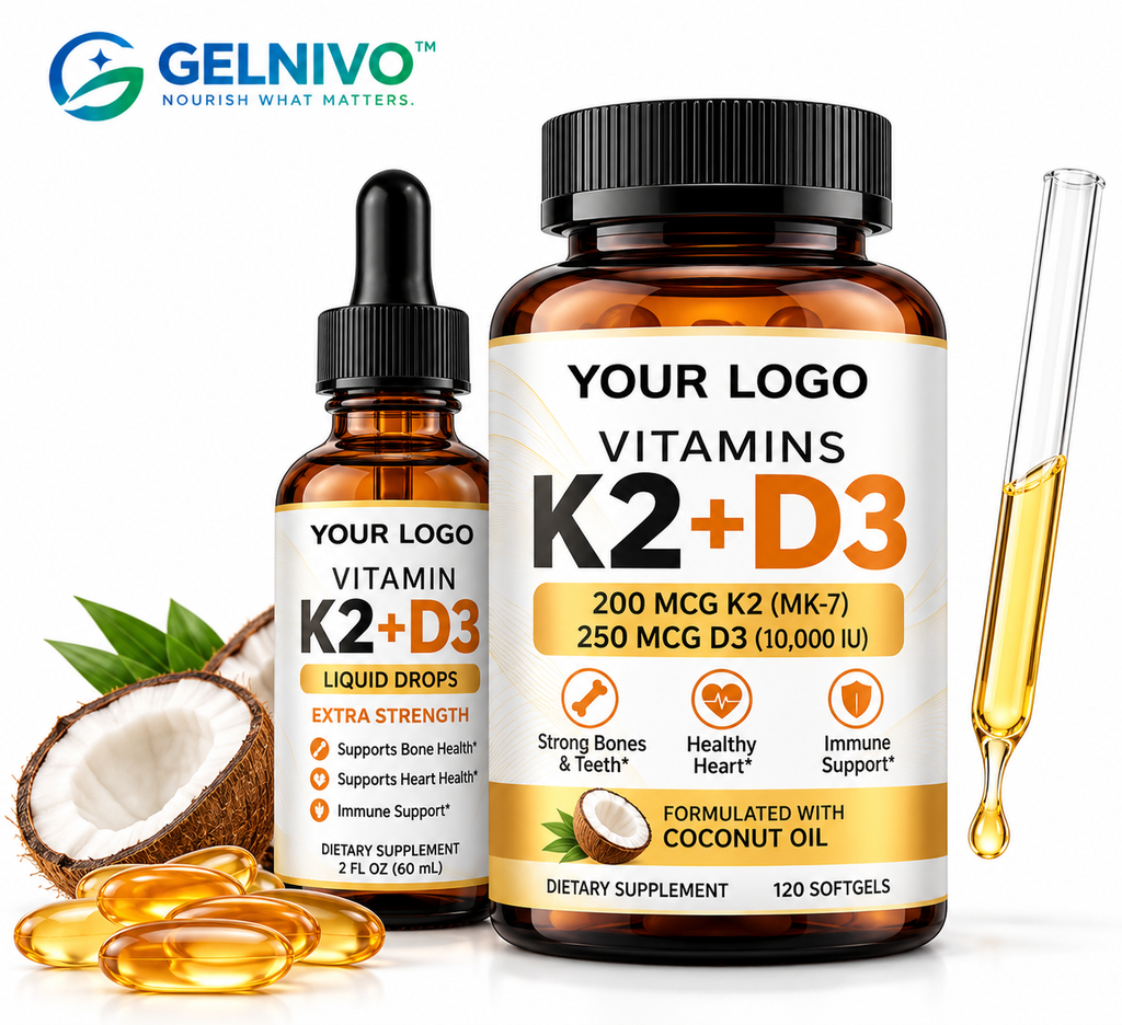 Vitamin D3 10000 IU + K2 MK-7 200 mcg Softgels | OEM/ODM Private Label